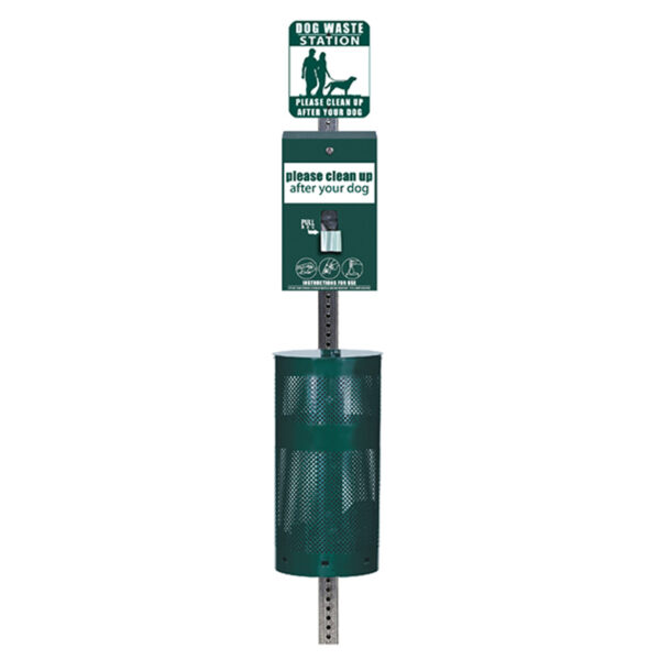 D022 Green round can dog waste station with ONEpul bag system